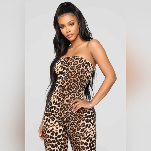 Fashion Nova jumpsuit, romper, one piece, leopard pants, stretchy leotard, party - Picture 7 of 7